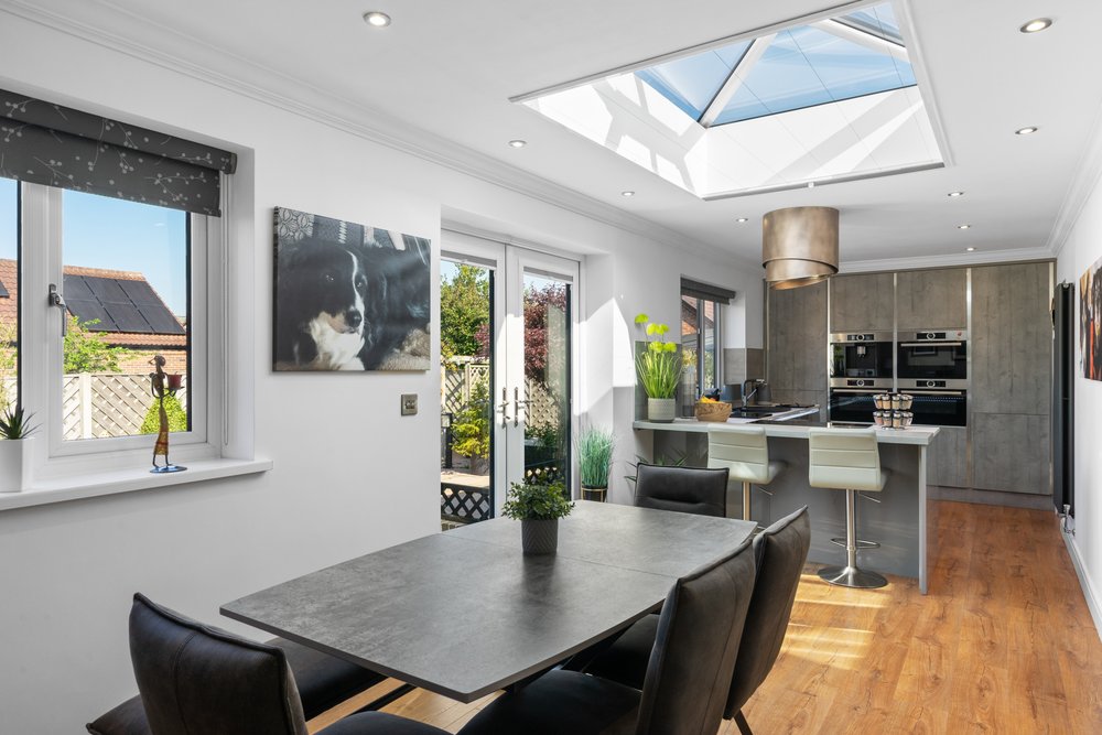 Kitchen diner with a skylight